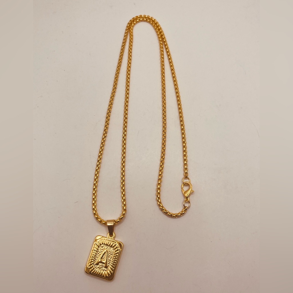 Gold Plated Necklace Unisex Letter A Design